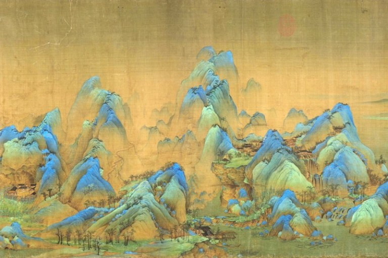 1000 Li of Rivers and Mountains - Section 3 detail - Wang Ximeng c.1113